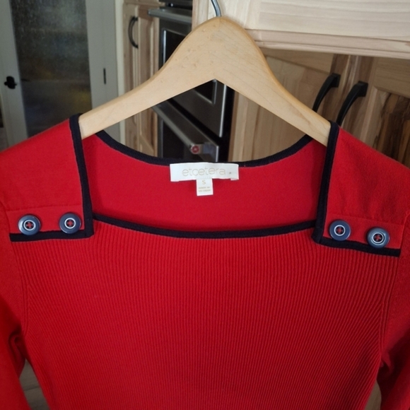 Etcetera Red Sweater with Black Trim - Picture 4 of 8